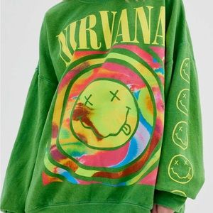 Green urban outfitters nirvana crewneck